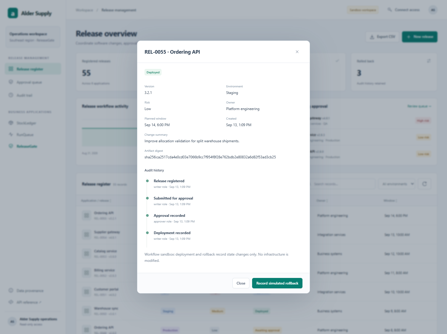 Inspecting release details and audit history